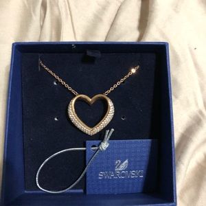 Swarovski Crystal Open Heart Rose Gold Necklace